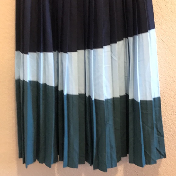 Motoreta Florence Pleated Maxi Skirt Elastic Band Color Block Blue Green Size Sm - Picture 10 of 16